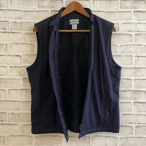 Women’s Pendleton flannel lined navy blue sleeveless vest Large